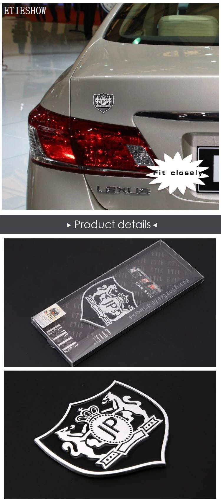JP aluminum badge sticker