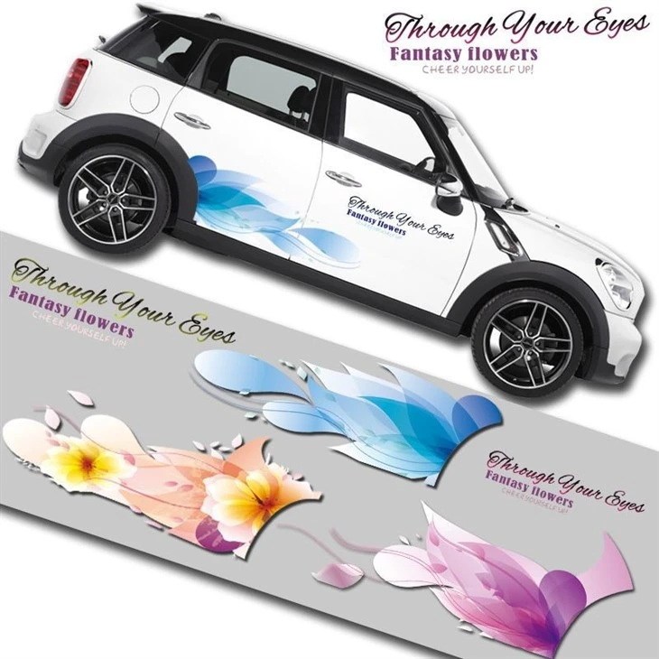 Adesivo de corpo de carro com padrão de flor artística