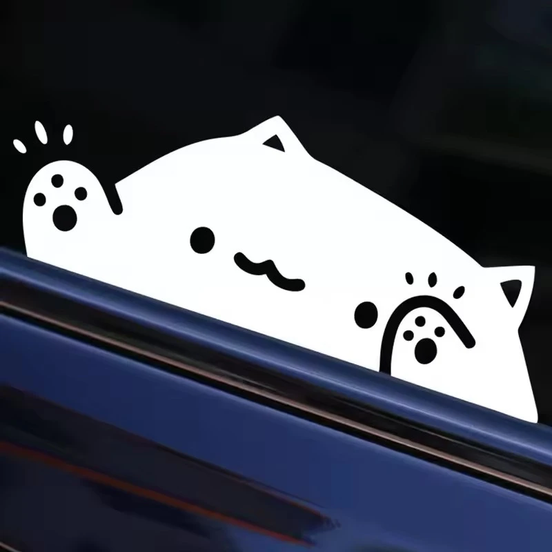 Adesivo de carro gato fofo a laser colorido