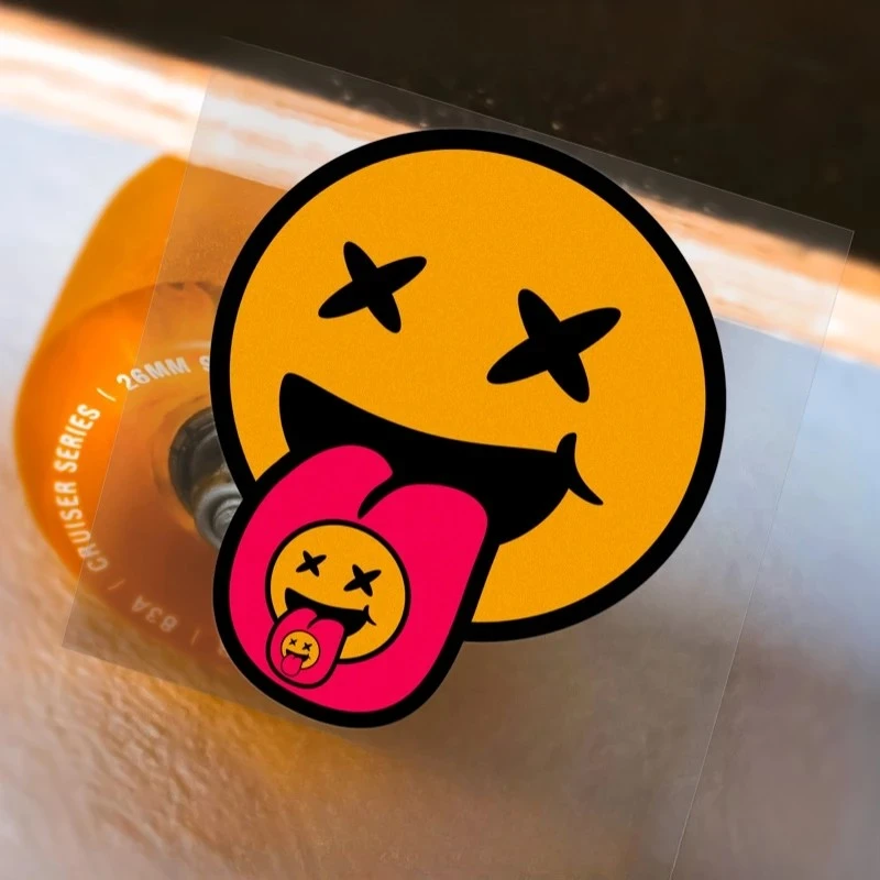 1pc criativo smiley rosto de motocicleta adesivos