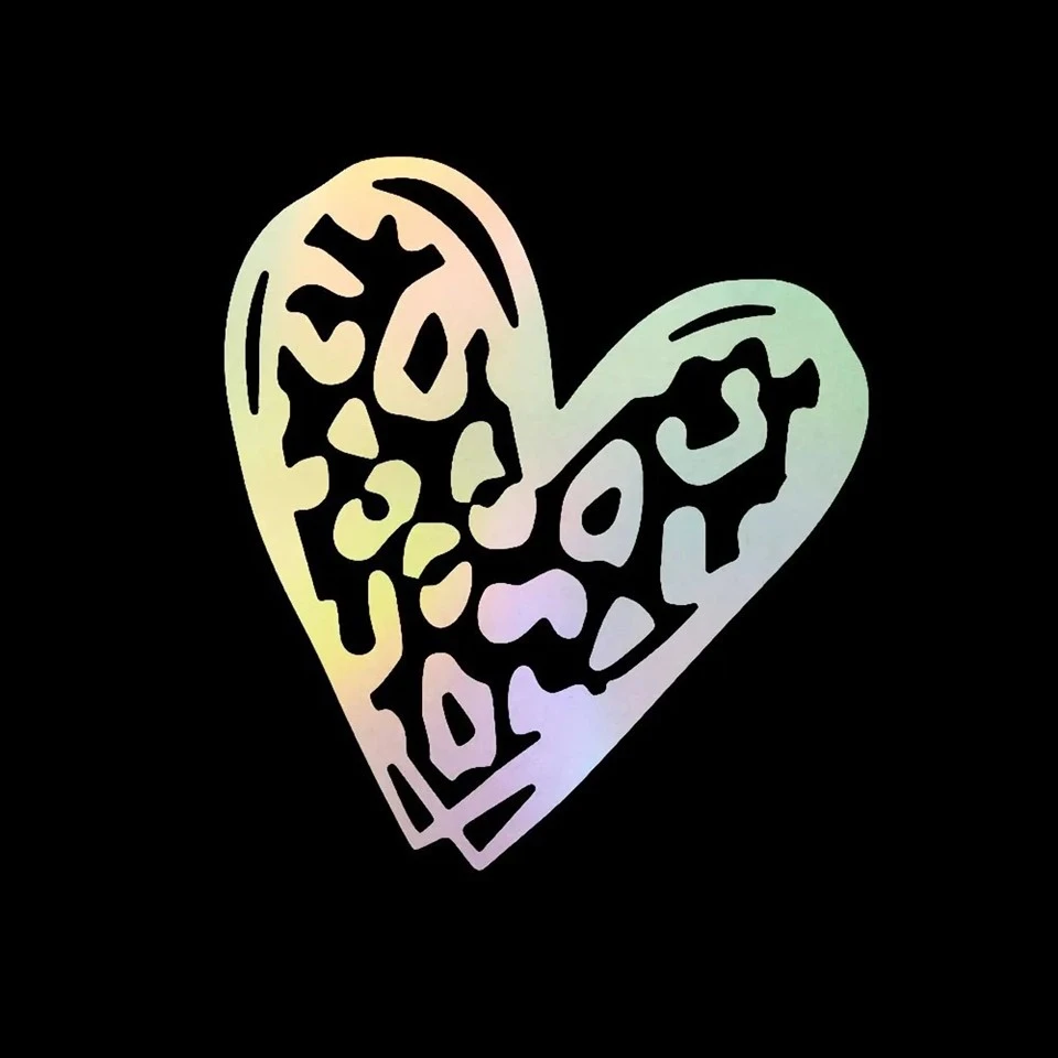 1pc Heart Shaped Leopard Print Car Stickers