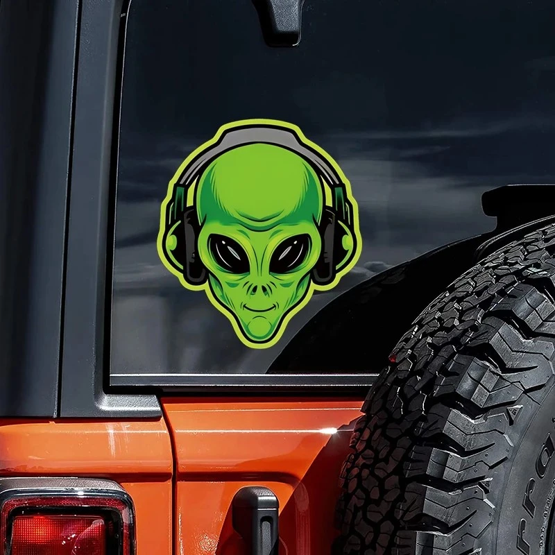 1pc Motorcycle Decal, Green Alien Character And Fun Decal best