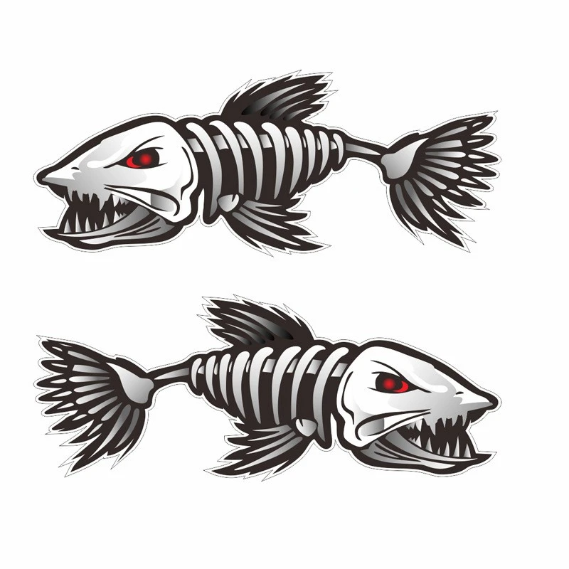 Fishing Skeleton Fish Car Decal Sticker