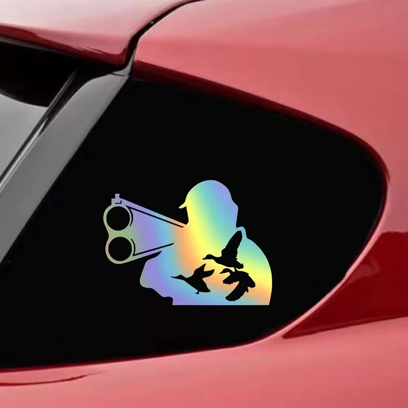 Adesivo de carro caçador e animal