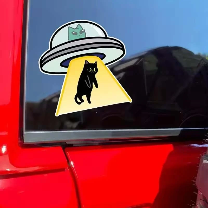 Cat UFO Creative Vinyl Waterproof Decal