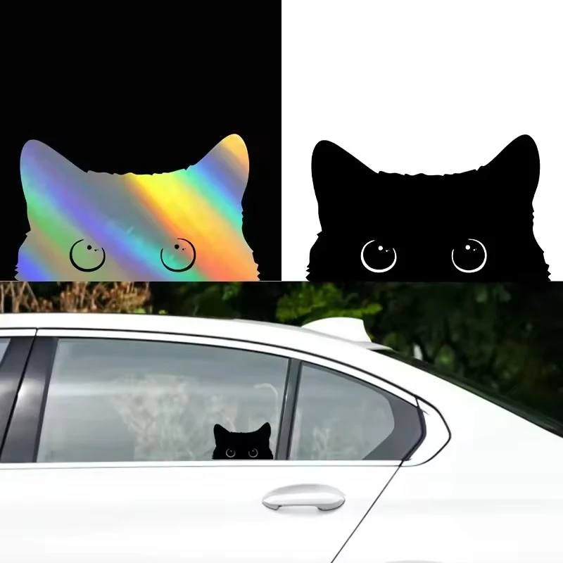 Adesivo de gato fofo espreitando para acessórios de carro