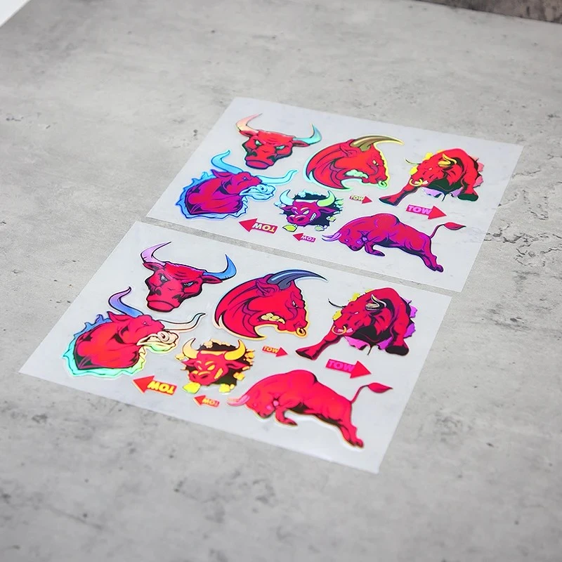 6PCS/SET Holographic Bull Decals high quality