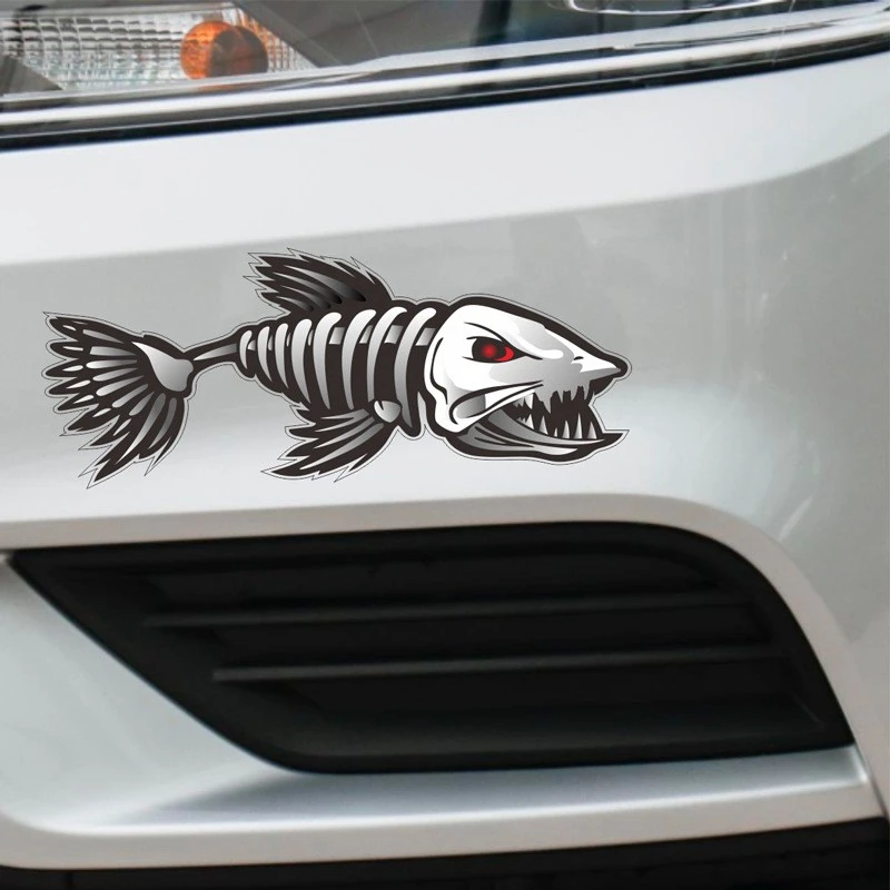 Emblema de etiqueta de pesca de barco de carro de peixe zumbi