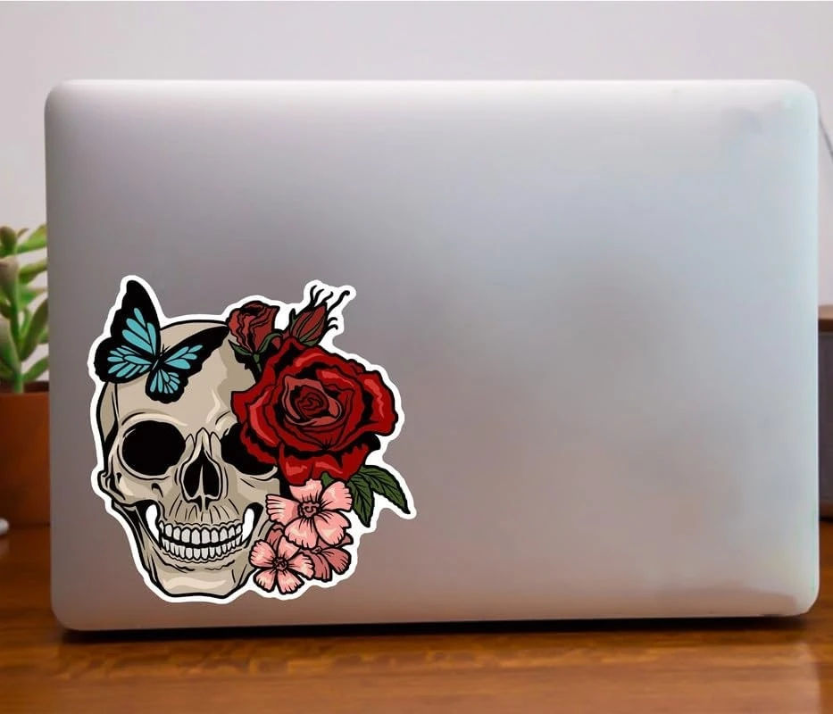 Adesivo de rosas de caveira
