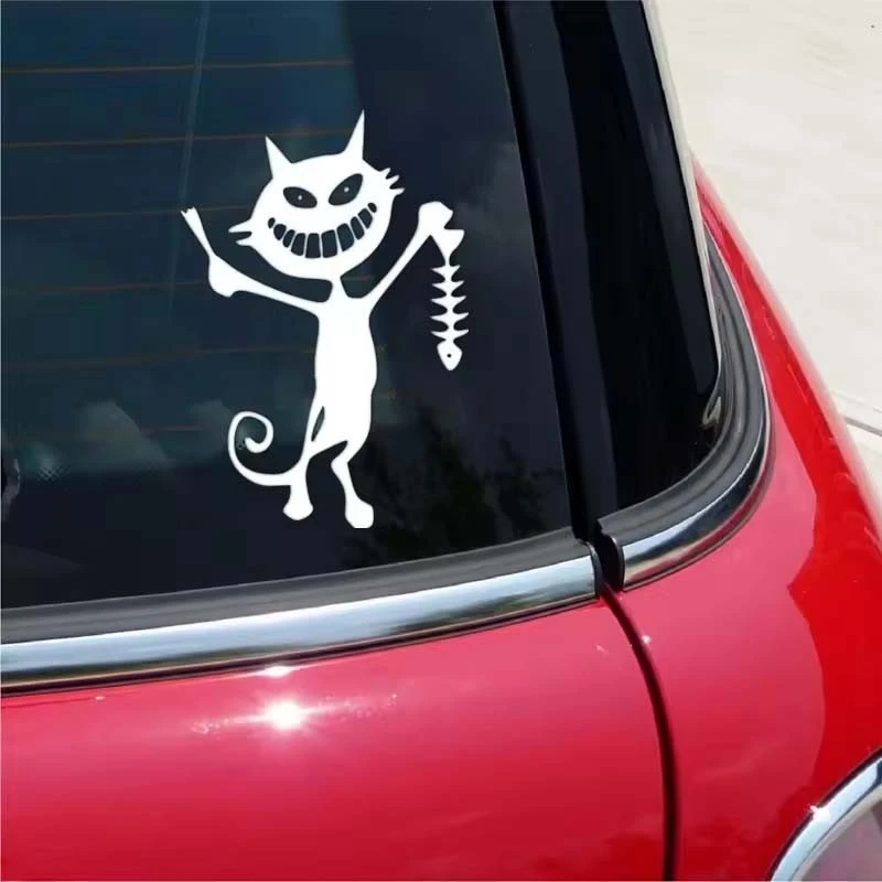 ET11397# Funny Fish And Cat Skeleton Decal For Car