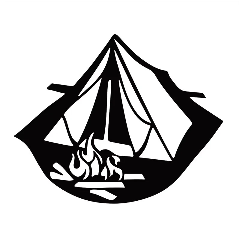 Tenda de família fofa acampando acampamento preto adesivo branco