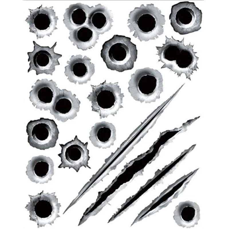 Adesivos falsos de buracos de bala de arma