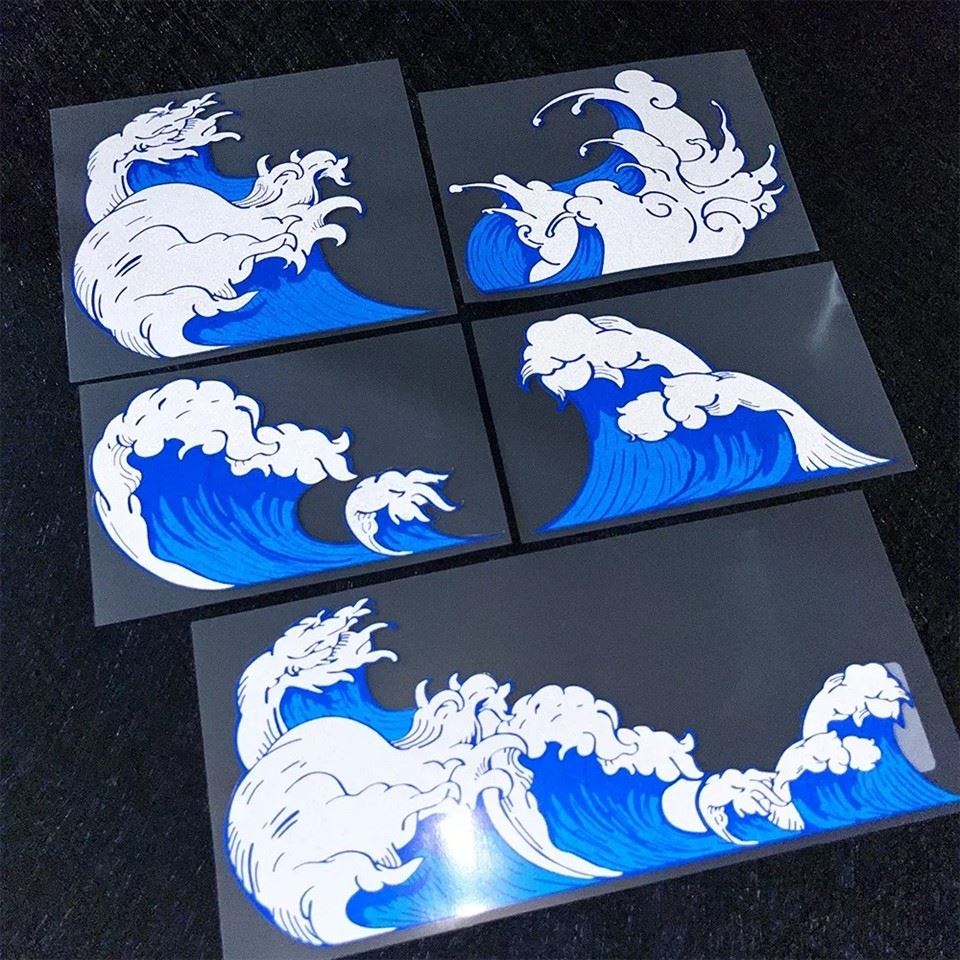 JDM Sea Wave Reffortive Motorcycle Stickers