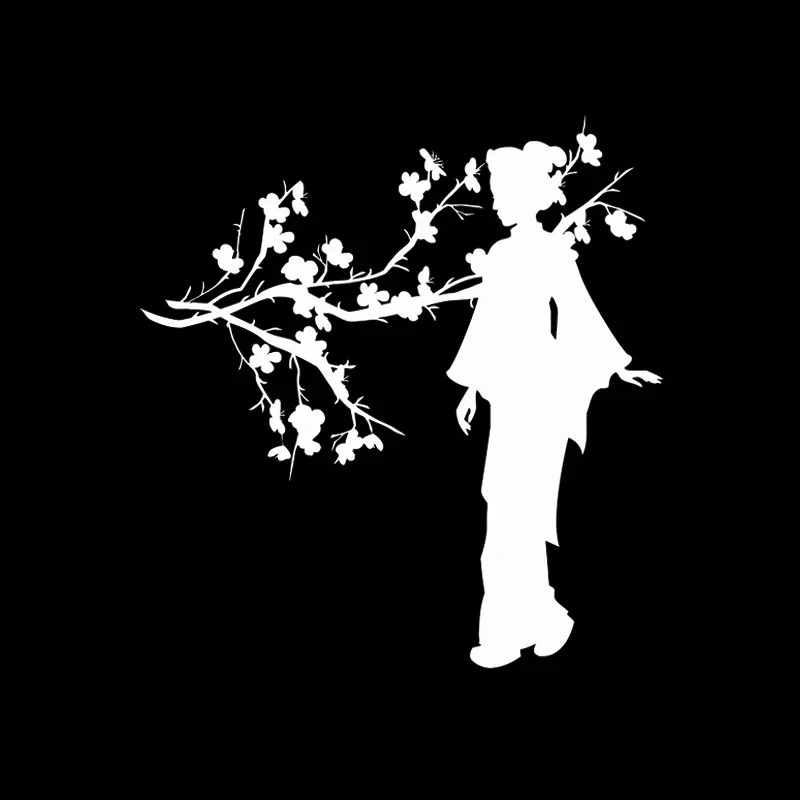Geisha Japanese Girl Sakura Tree Sticker best