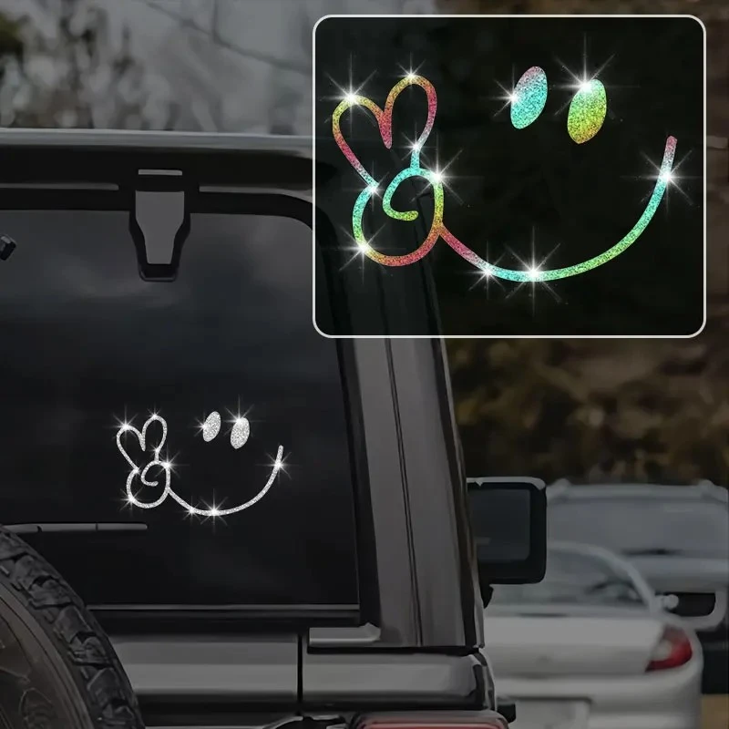 Glitter Smiling Face OK Gesture Motorcycle Sticker factory