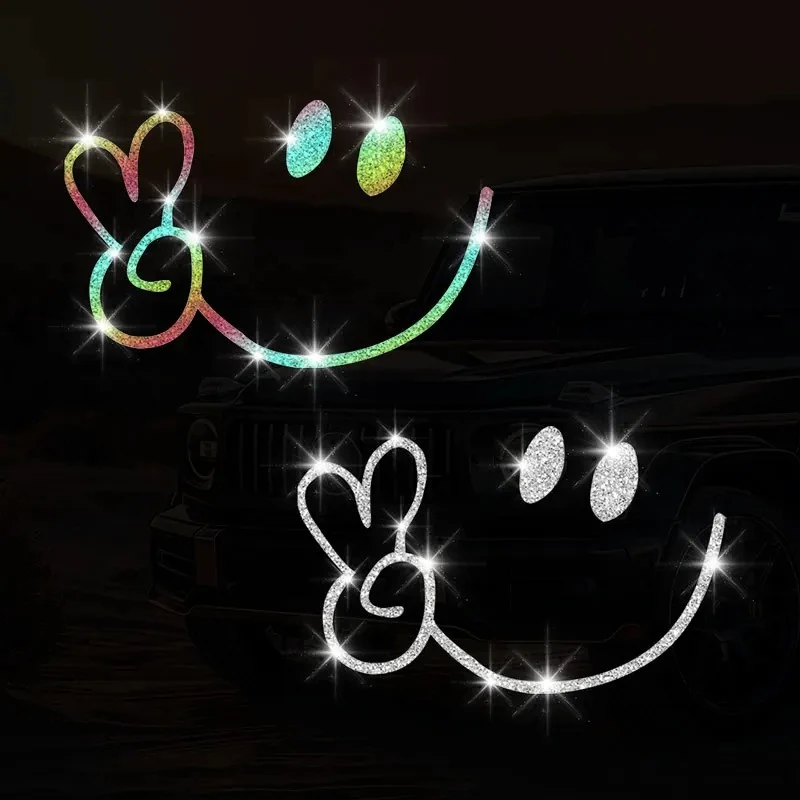 Glitter Smiling Face Ok Gesto Motocicleta Adesivo