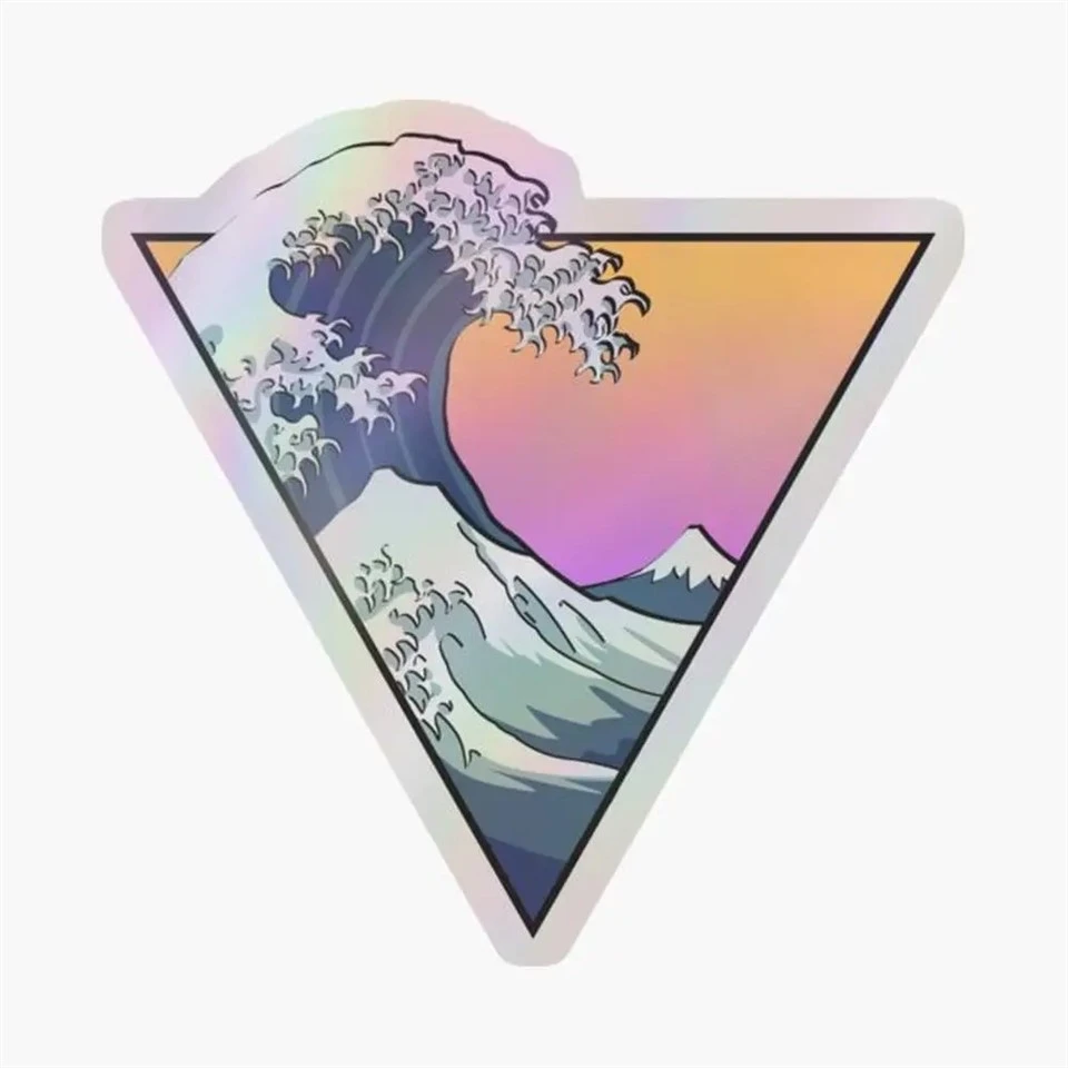 Great Wave estético adesivo holográfico para laptop