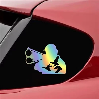 Adesivo de carro caçador e animal