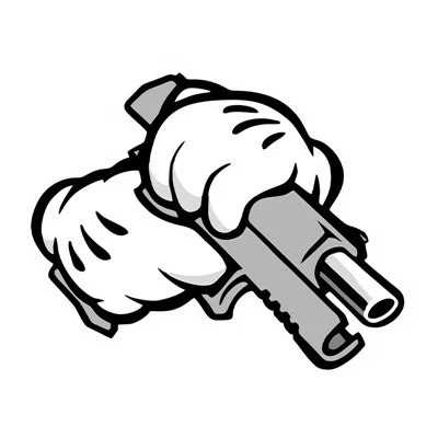 Gun de desenho animado pronto para atirar em decoração de carro engraçado