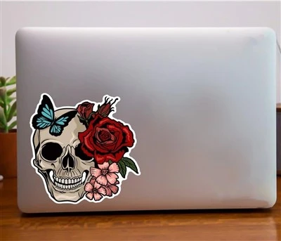 Adesivo de rosas de caveira