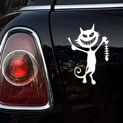 Decalque de esqueleto de peixe e gato para carro