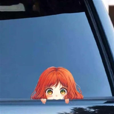 Stifcker de carro de menina de desenho animado