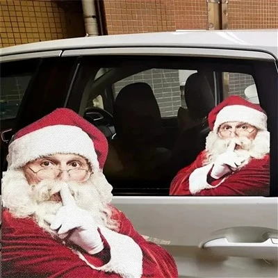 Adesivo de carro de Natal 3D Papai Noel realista