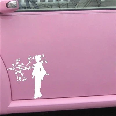 Garota japonesa gueixa adesiva de árvore sakura