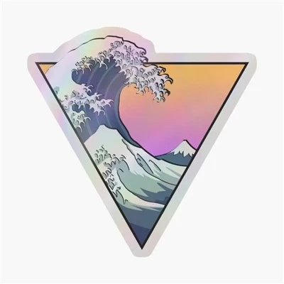 Great Wave estético adesivo holográfico para laptop