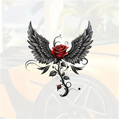 Atum asas de anjo rosa adesivos de carro