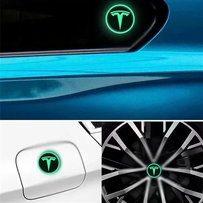 Tesla Cars Glow - em - o - adesivo do cubo da roda escura