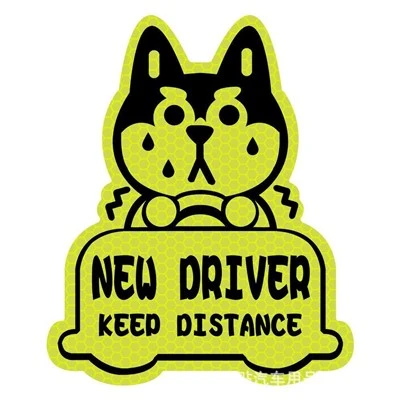 Adesivo de carro com ímã de cachorro de desenho animado de aviso
